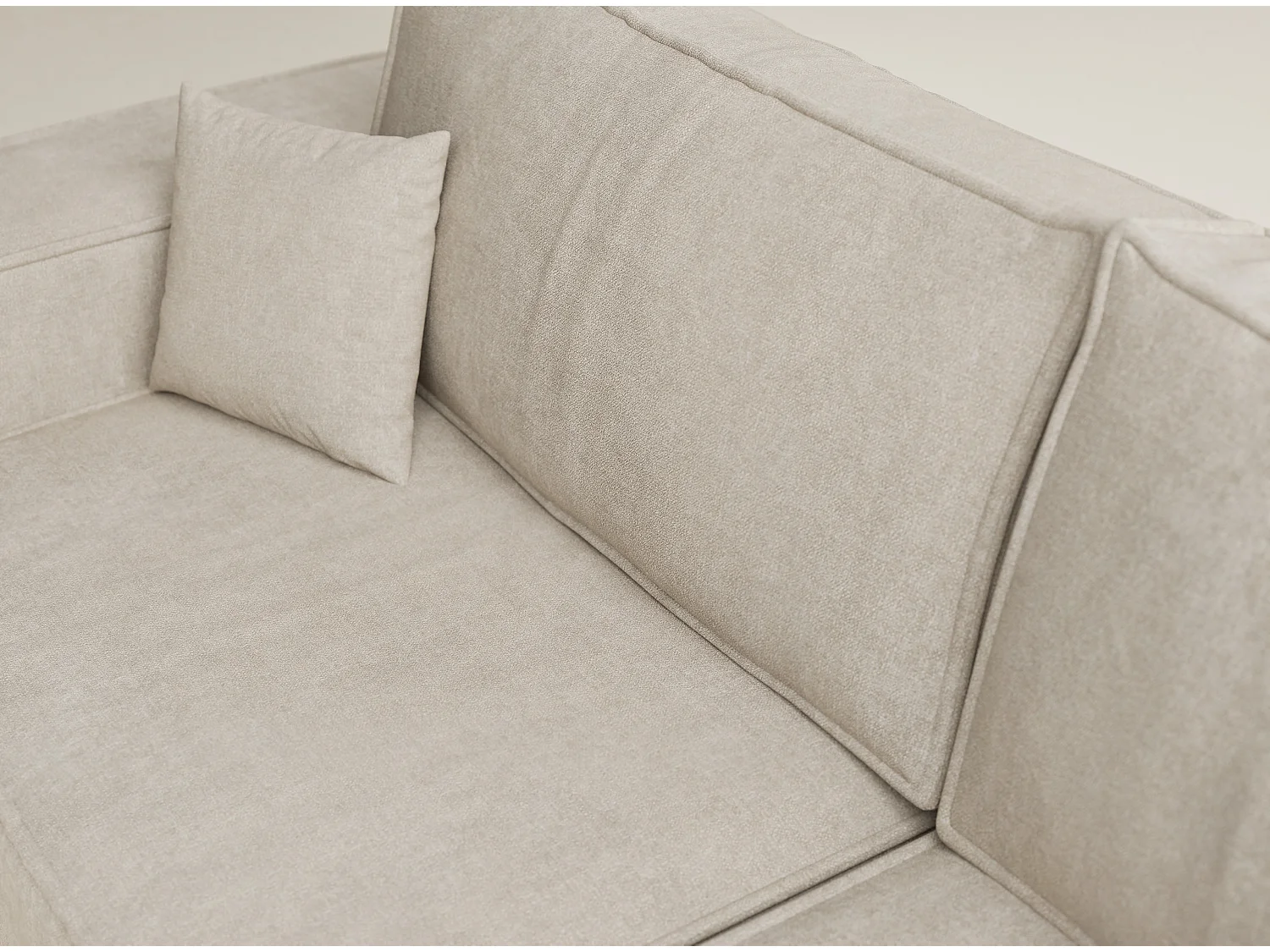 Canapé d'angle droit avec fonction lit en tissu chenille beige TONGA