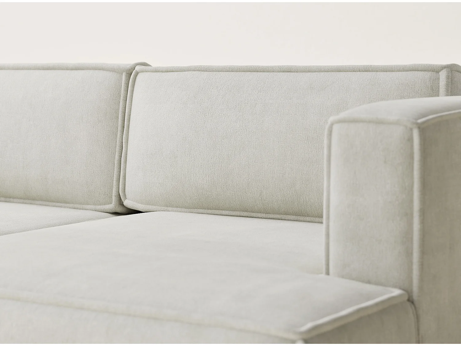 Canapé d'angle droit avec fonction lit en tissu chenille creme VELTO