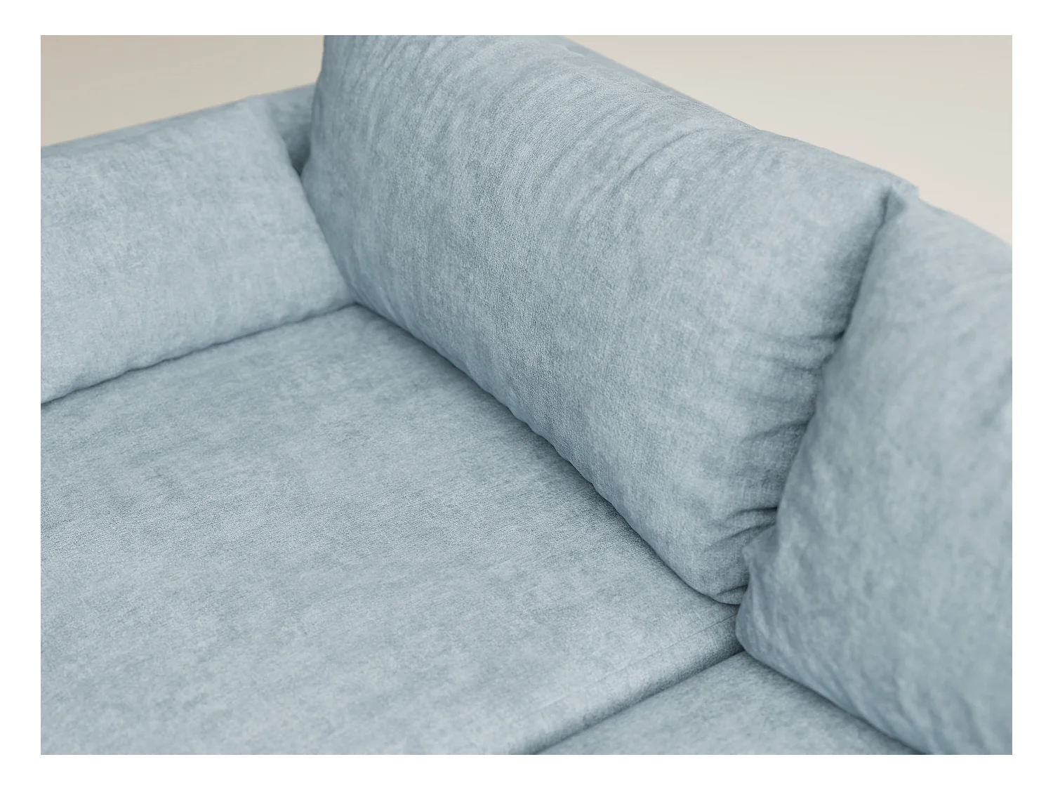 Canapé d'angle droit avec fonction lit en tissu chenille bleu clair LEON