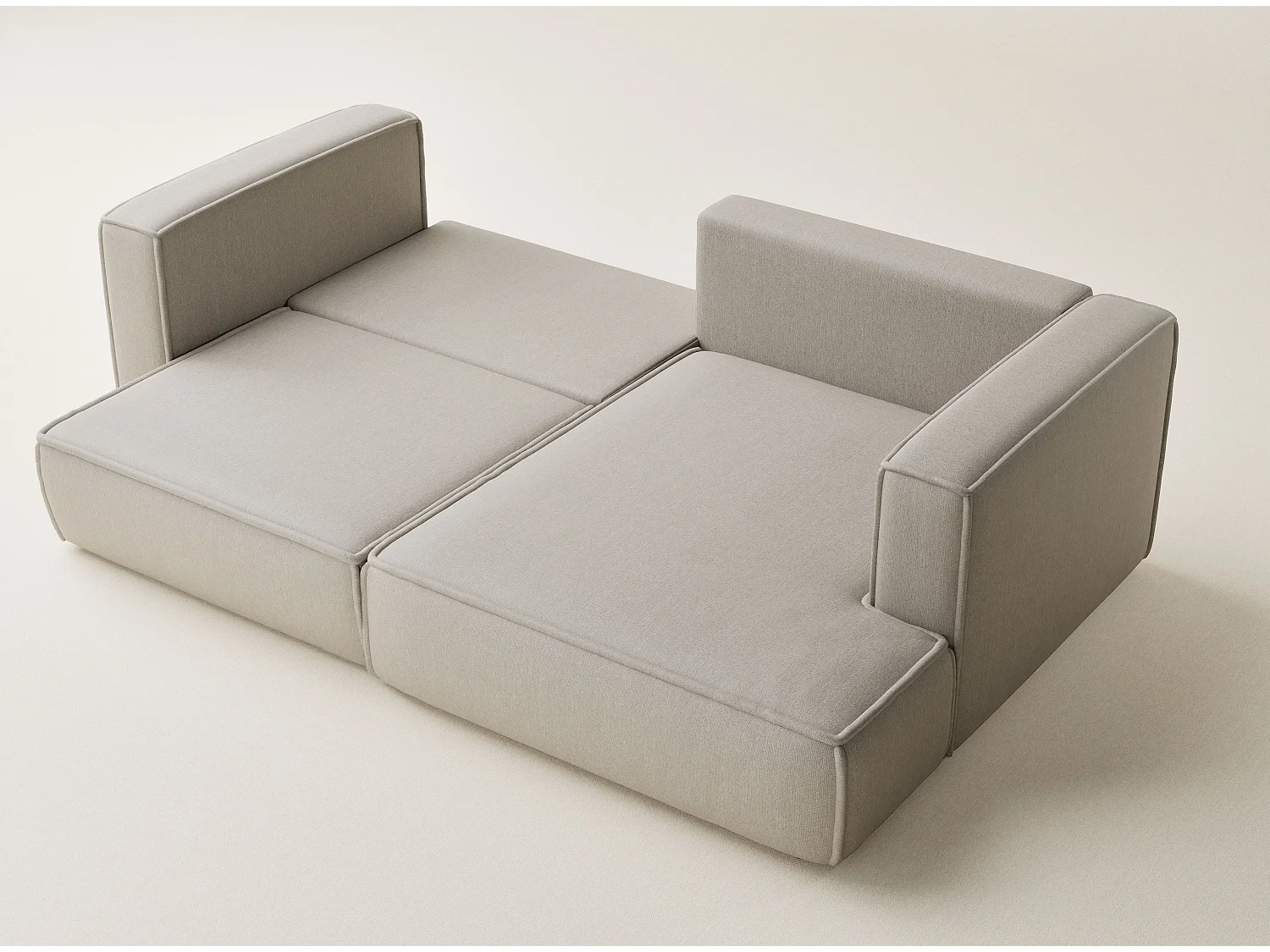 Canapé d'angle droit avec fonction lit en tissu tressé beige VELTO