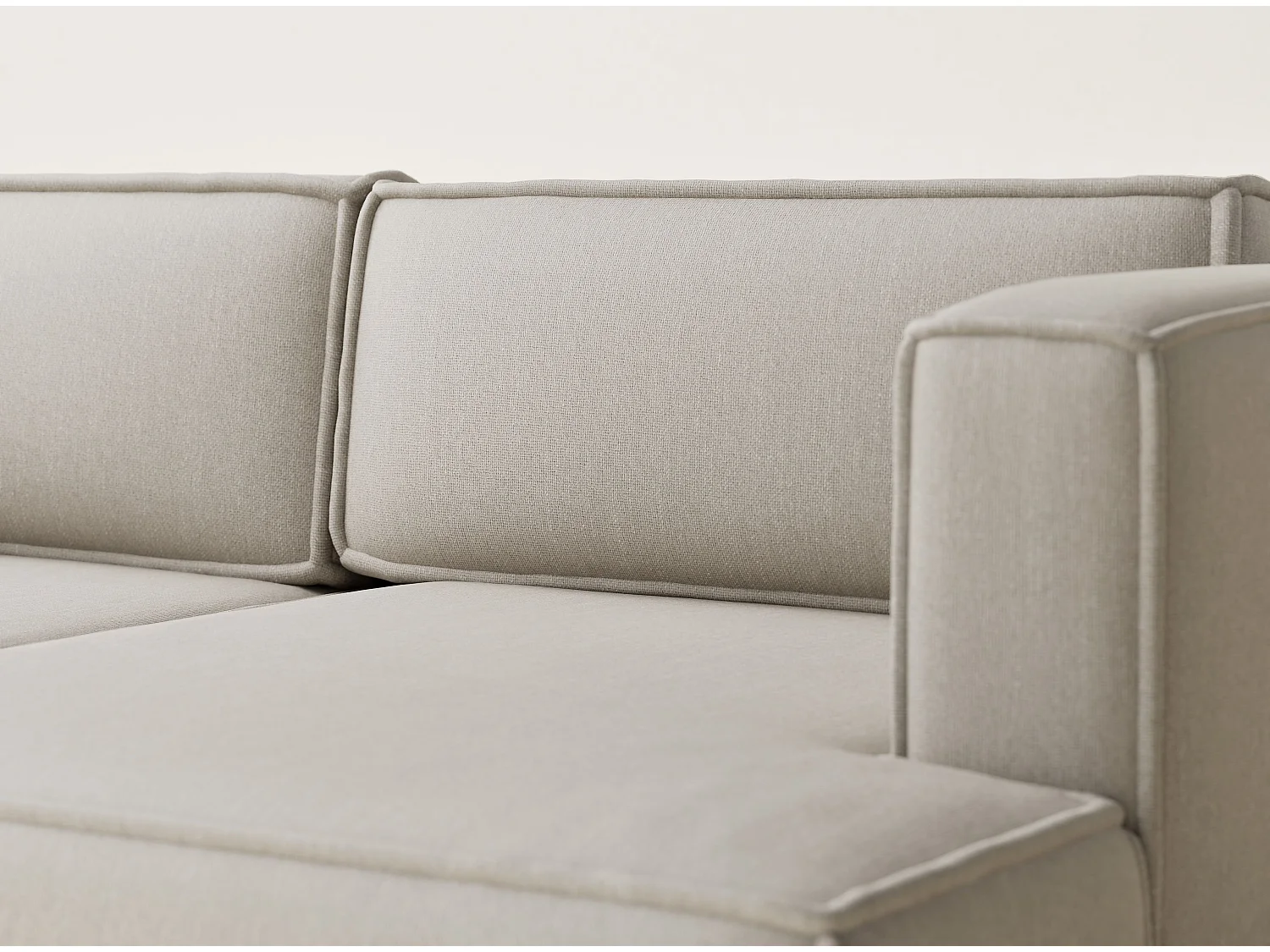 Canapé d'angle droit avec fonction lit en tissu tressé beige VELTO