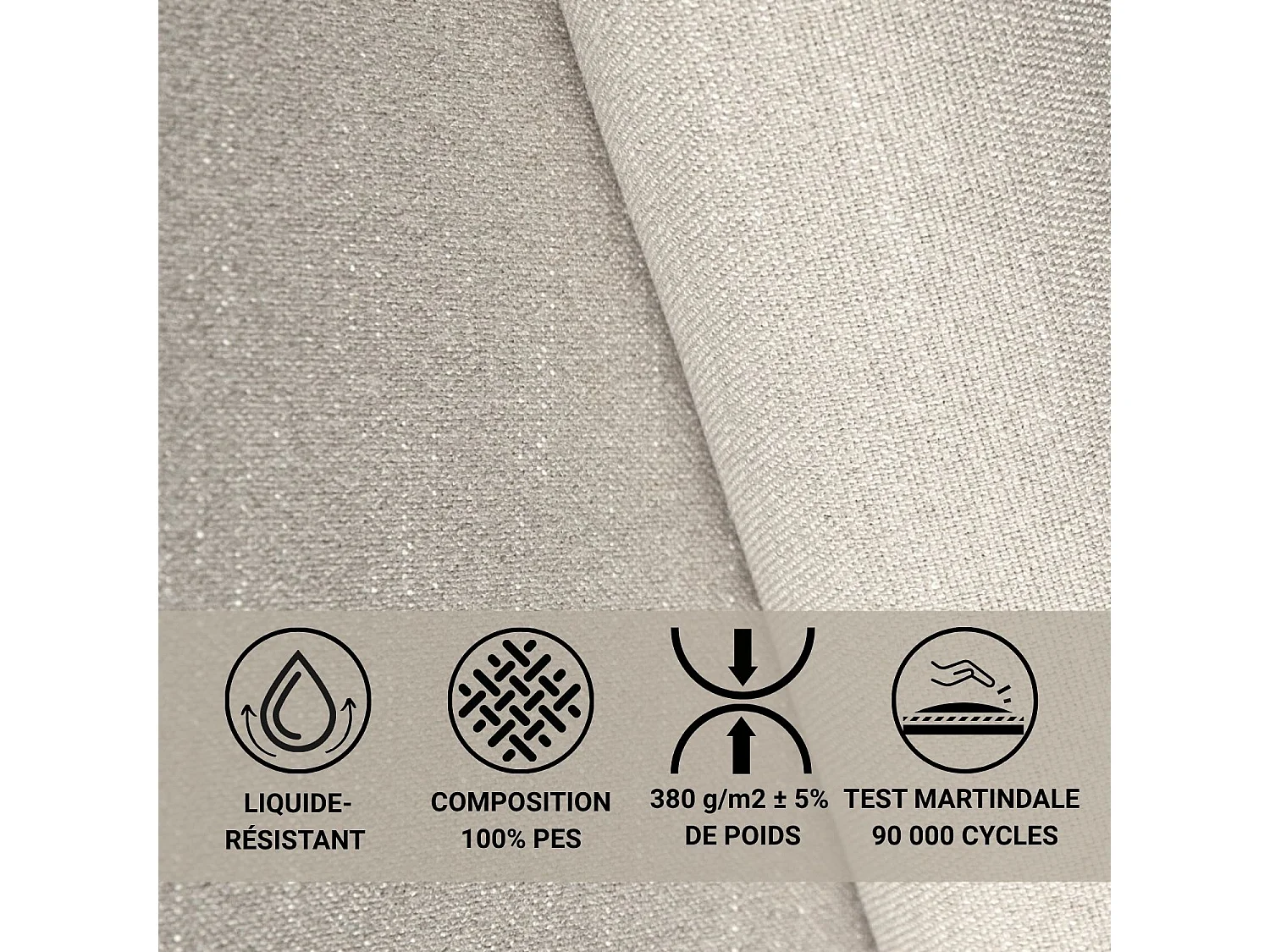 Canapé d'angle droit avec fonction lit en tissu tressé beige VELTO