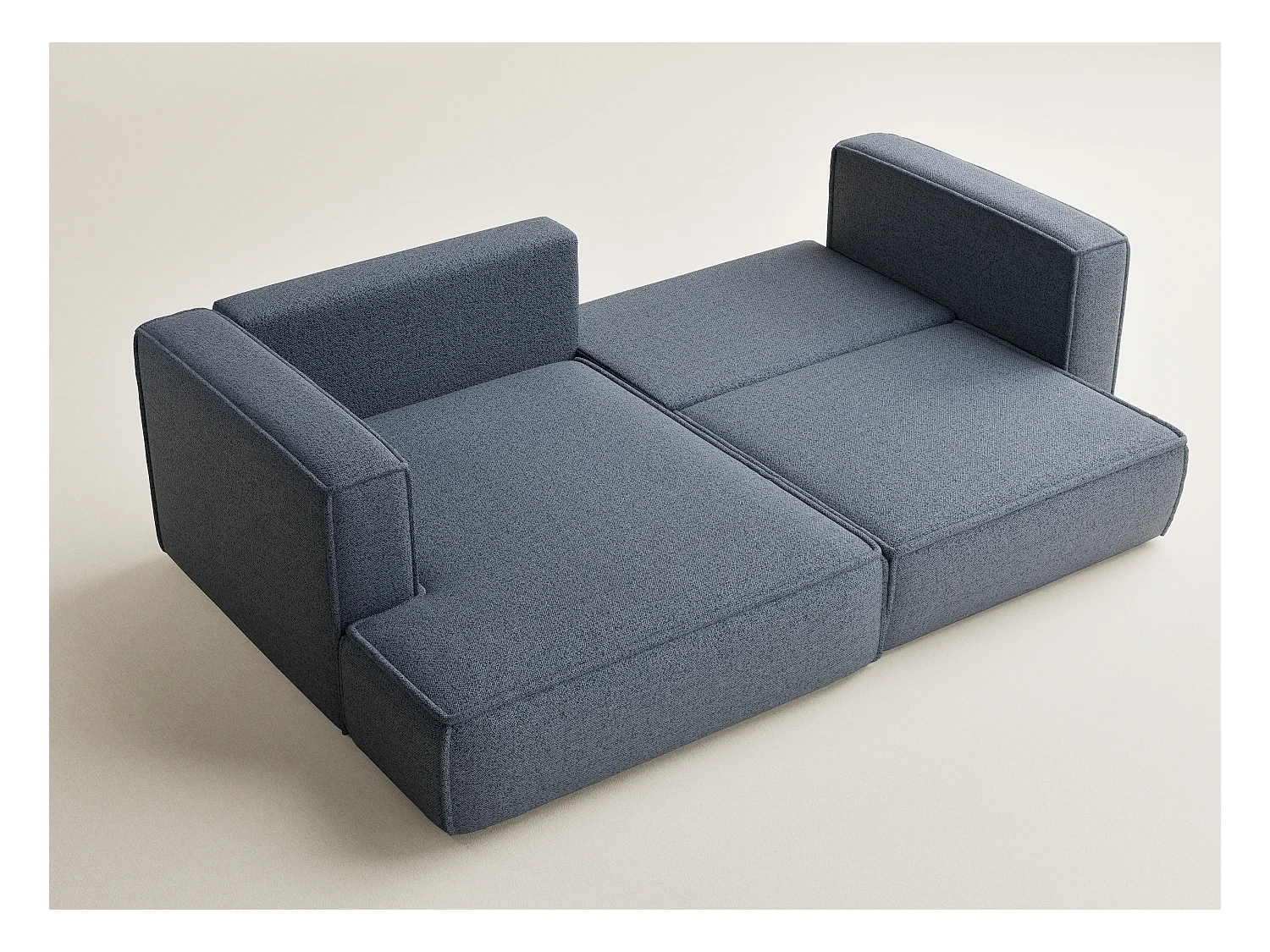 Canapé d'angle gauche avec fonction lit en tissu tressé bleu gris VELTO