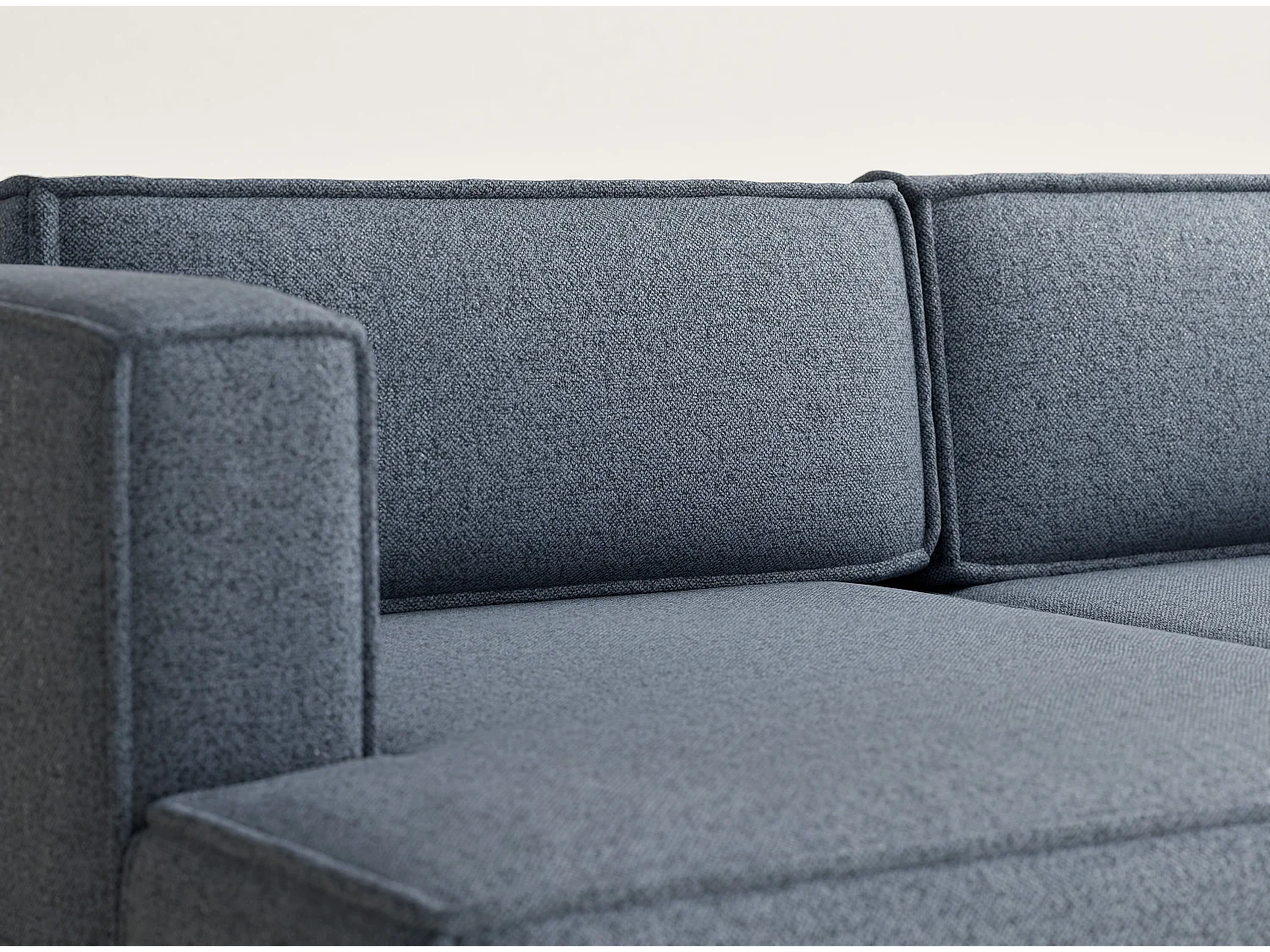 Canapé d'angle gauche avec fonction lit en tissu tressé bleu gris VELTO