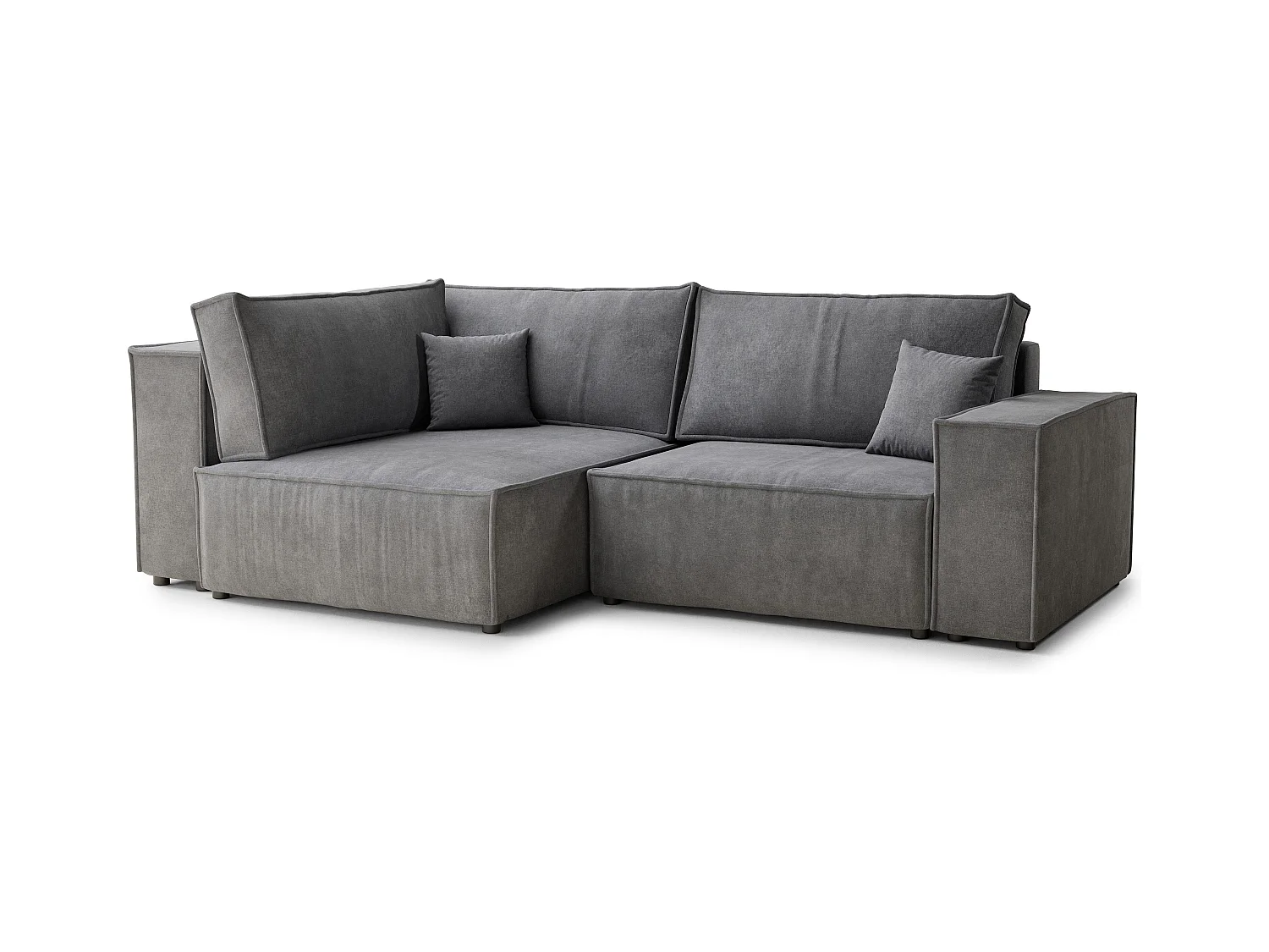 Canapé d'angle gauche avec fonction lit en tissu chenille gris TONGA