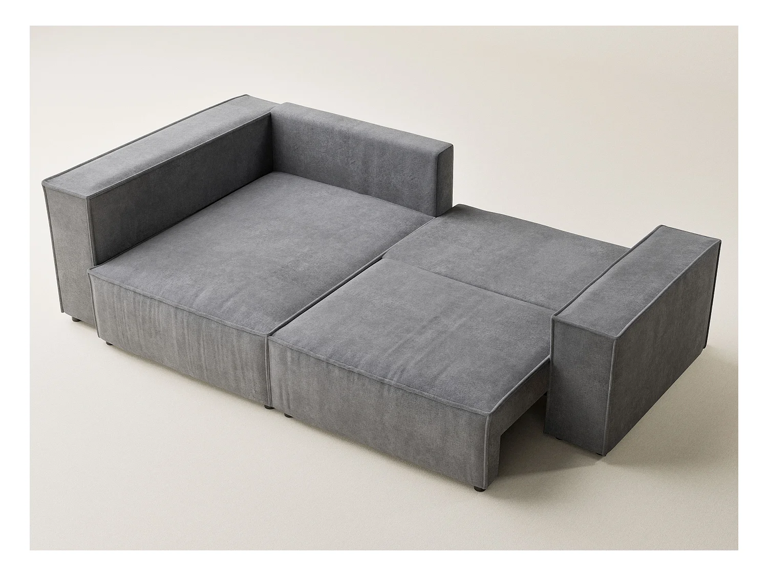 Canapé d'angle gauche avec fonction lit en tissu chenille gris TONGA