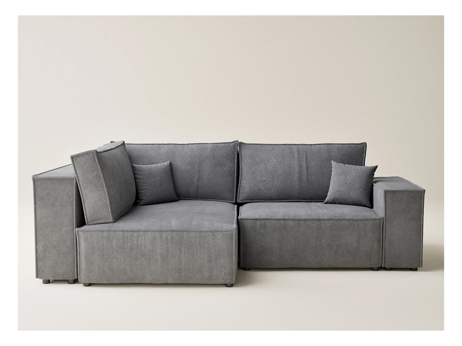 Canapé d'angle gauche avec fonction lit en tissu chenille gris TONGA