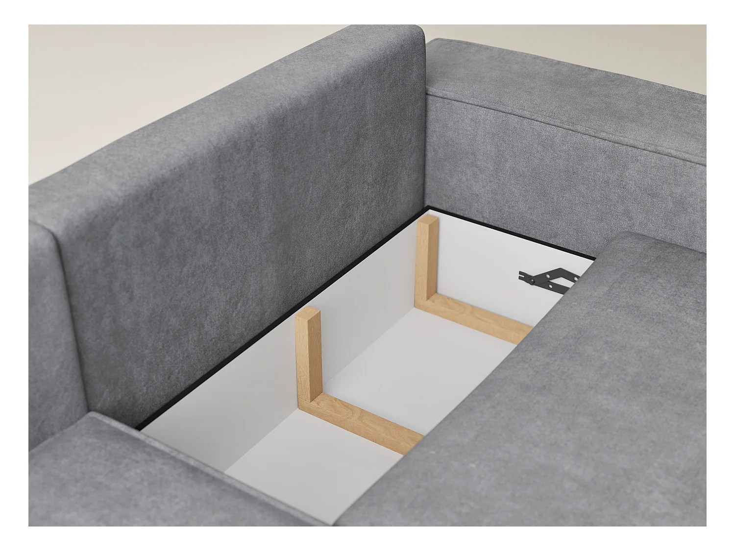 Canapé d'angle gauche avec fonction lit en tissu chenille gris TONGA