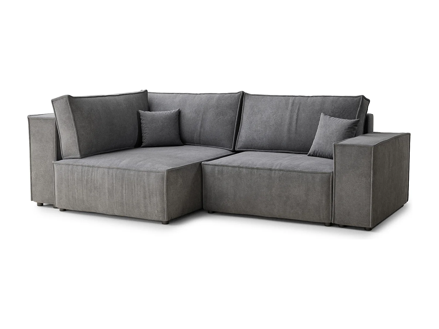 Canapé d'angle gauche avec fonction lit en tissu chenille gris TONGA