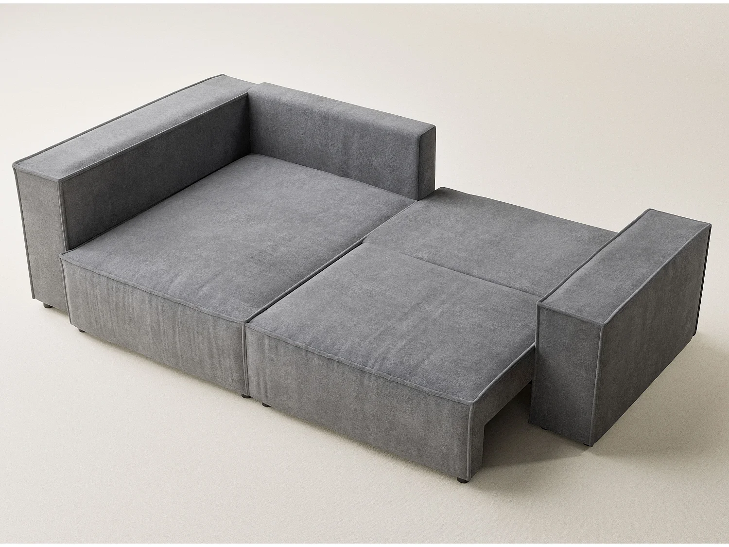 Canapé d'angle gauche avec fonction lit en tissu chenille gris TONGA