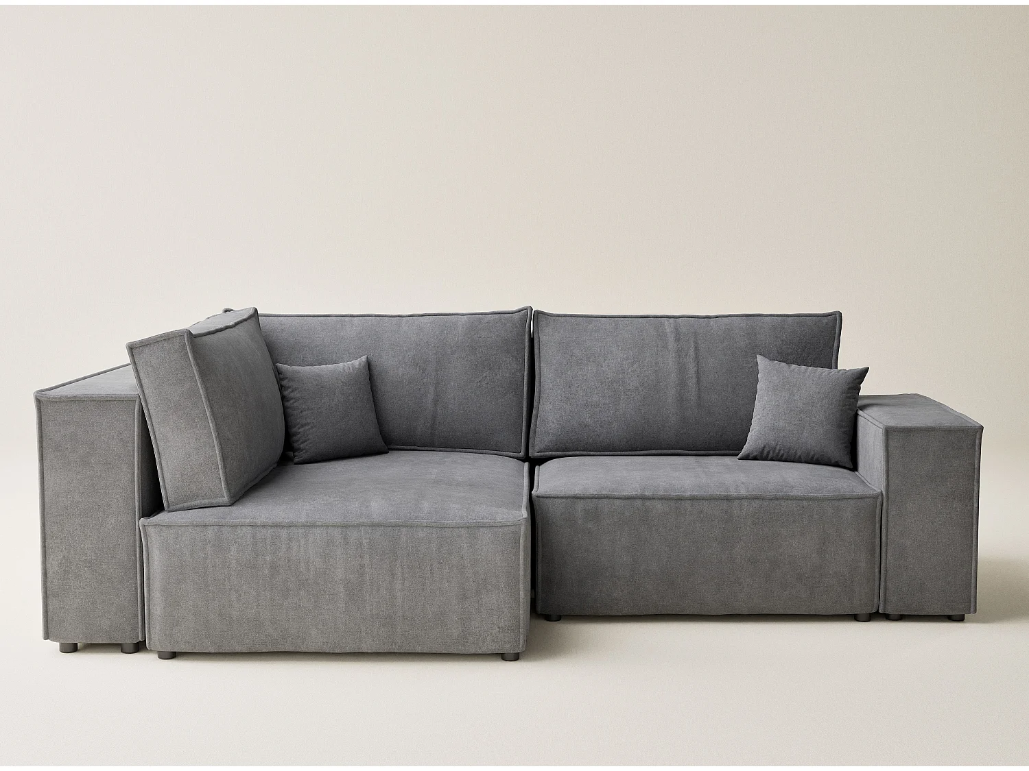 Canapé d'angle gauche avec fonction lit en tissu chenille gris TONGA