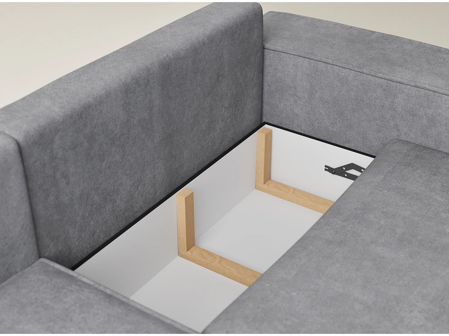 Canapé d'angle gauche avec fonction lit en tissu chenille gris TONGA