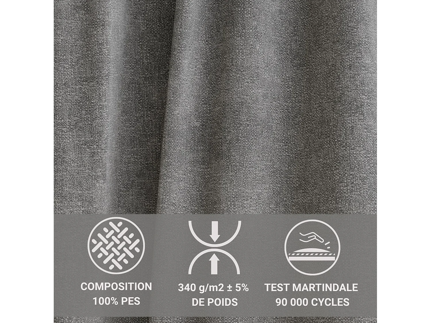 Canapé d'angle gauche avec fonction lit en tissu chenille gris TONGA