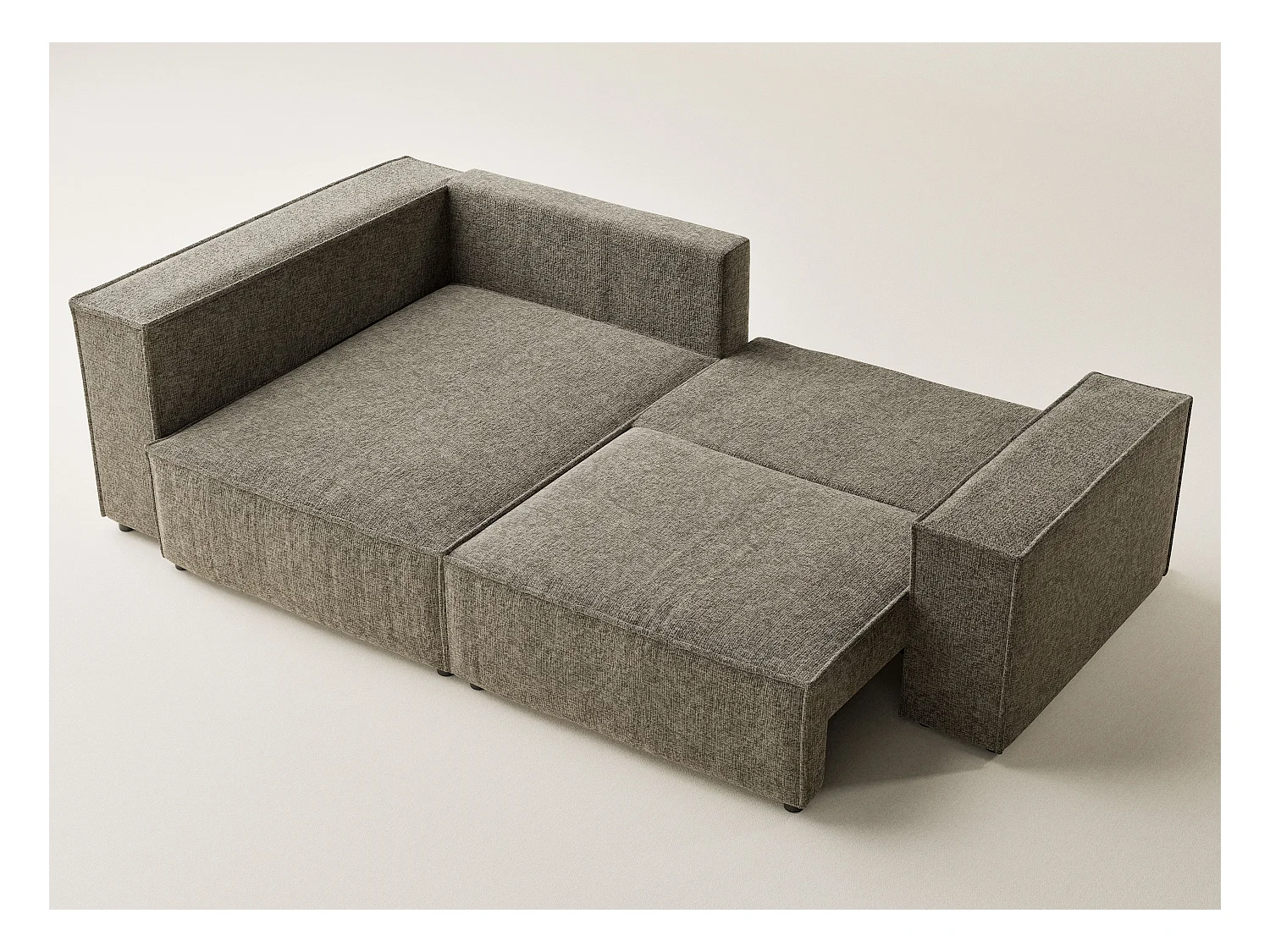 Canapé d'angle gauche avec fonction lit en tissu chenille taupe TONGA