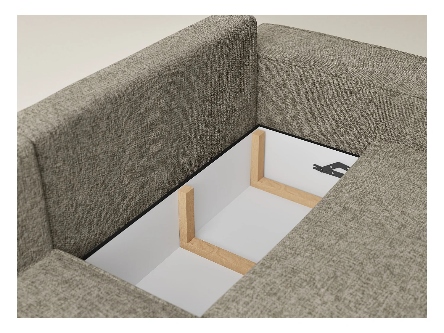 Canapé d'angle gauche avec fonction lit en tissu chenille taupe TONGA