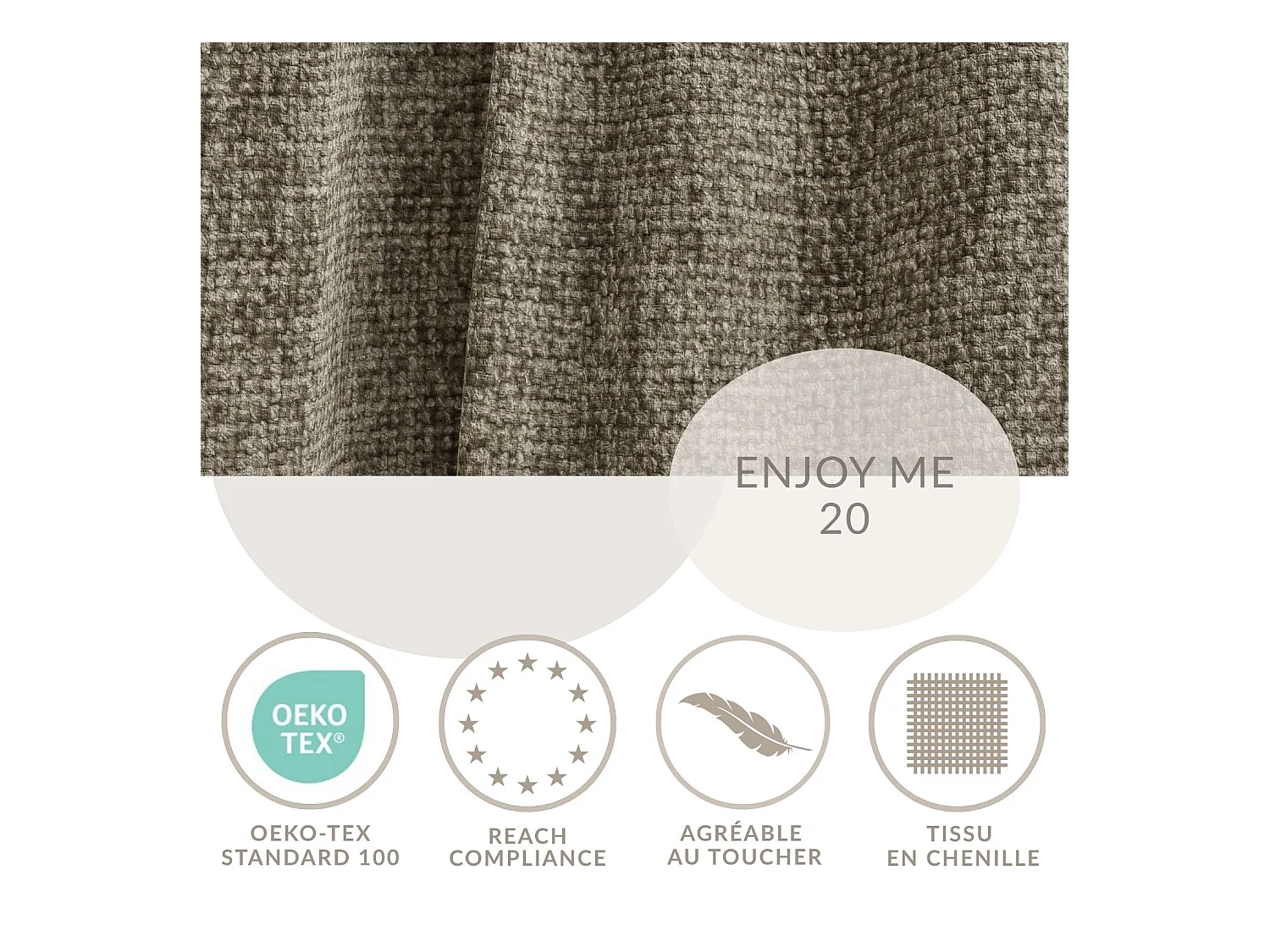 Canapé d'angle gauche avec fonction lit en tissu chenille taupe TONGA