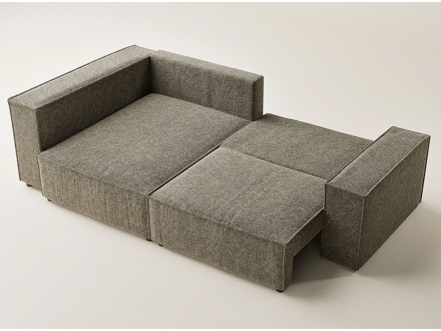 Canapé d'angle gauche avec fonction lit en tissu chenille brun TONGA