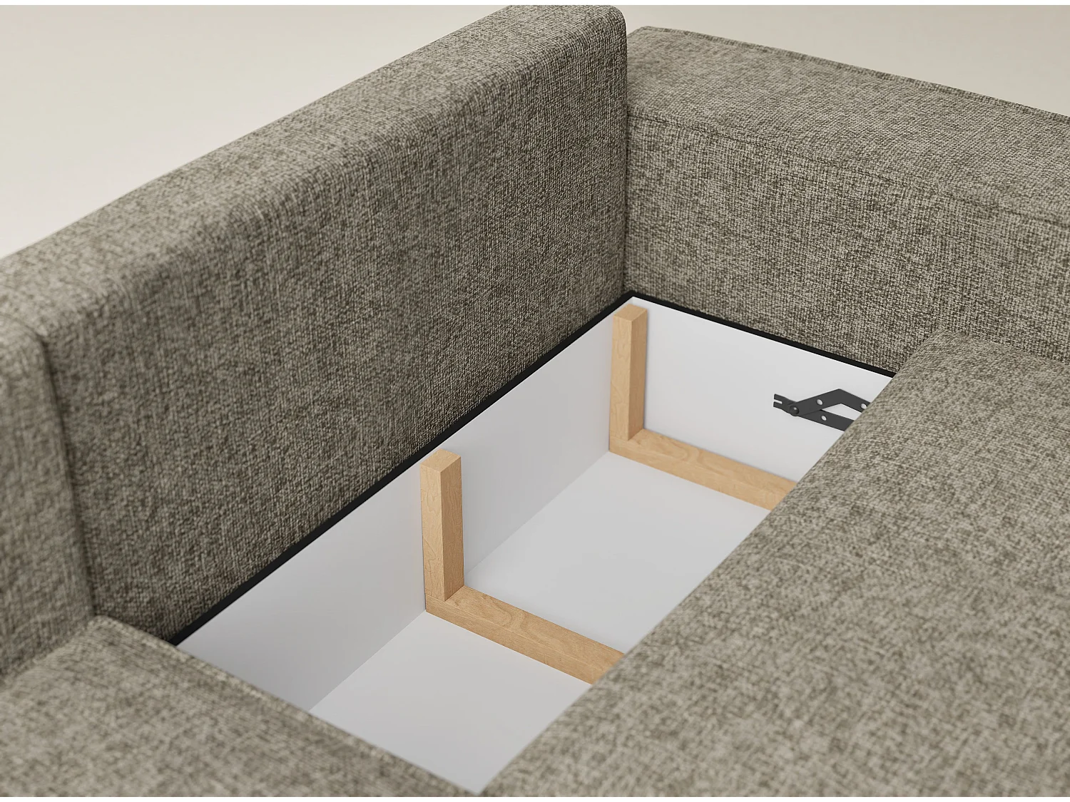 Canapé d'angle gauche avec fonction lit en tissu chenille brun TONGA