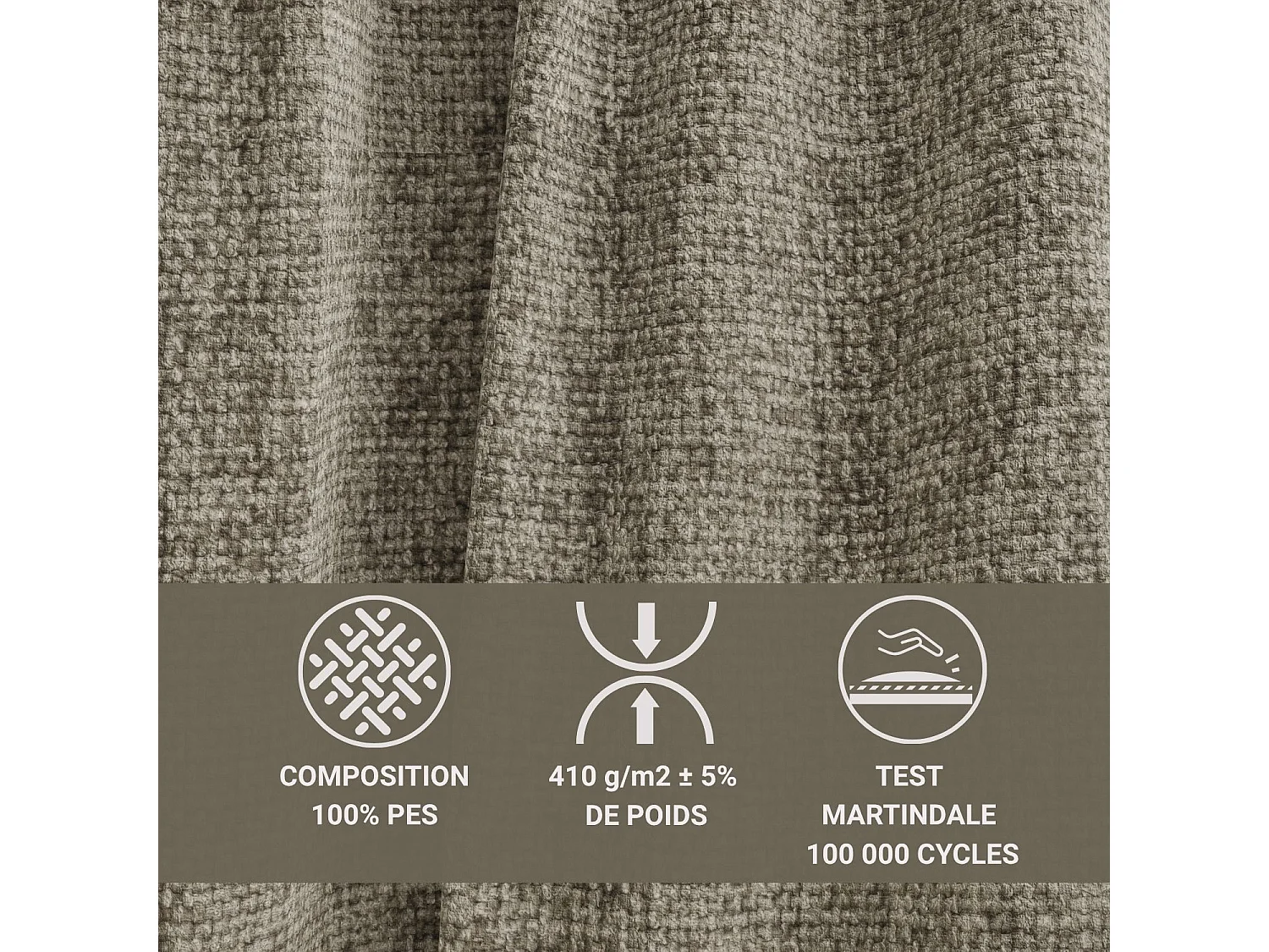 Canapé d'angle gauche avec fonction lit en tissu chenille brun TONGA