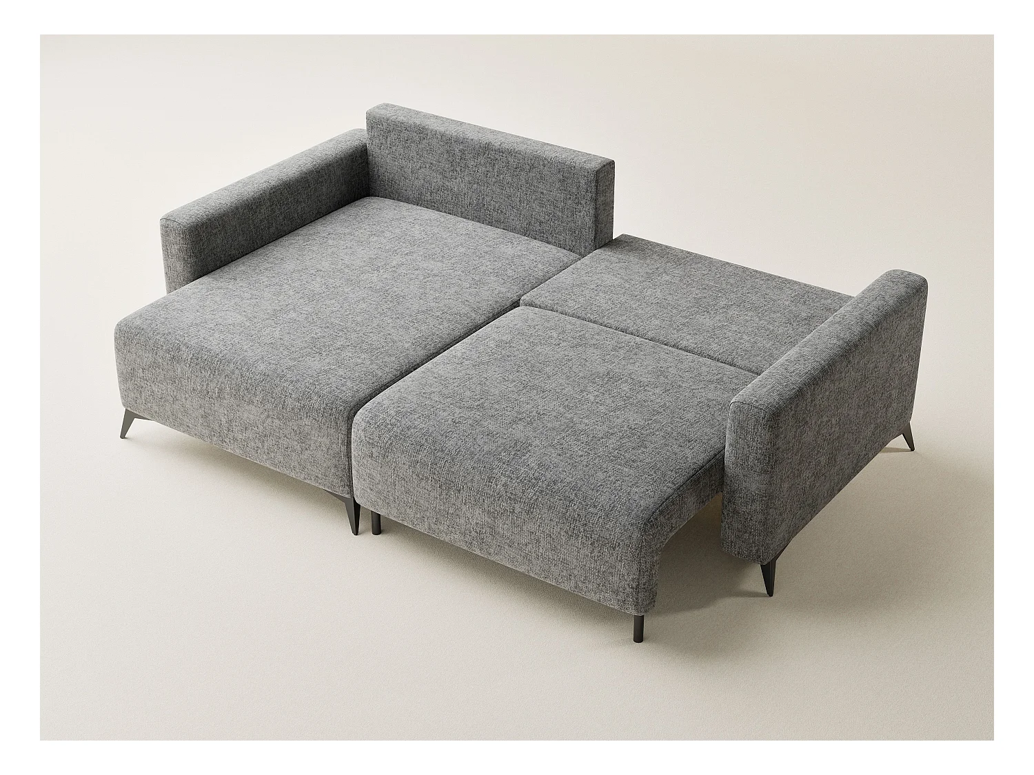 Canapé d'angle gauche avec fonction lit en tissu chenille gris LEON