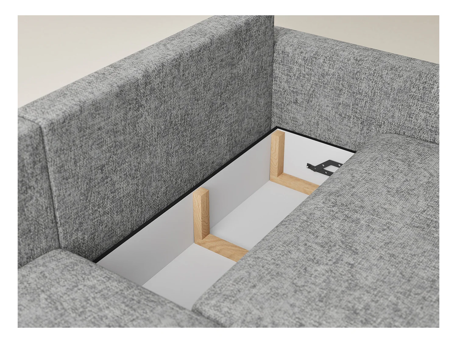 Canapé d'angle gauche avec fonction lit en tissu chenille gris LEON