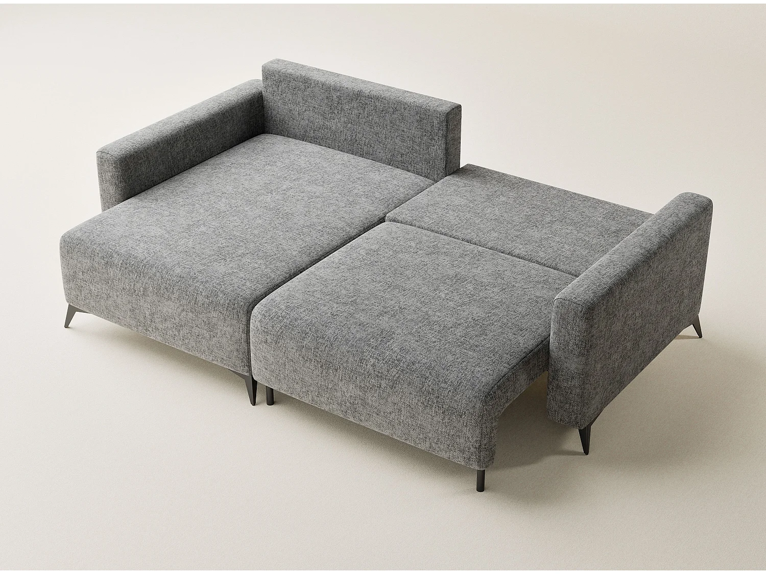 Canapé d'angle gauche avec fonction lit en tissu chenille gris LEON
