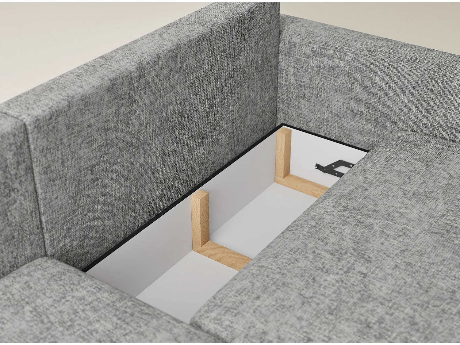 Canapé d'angle gauche avec fonction lit en tissu chenille gris LEON