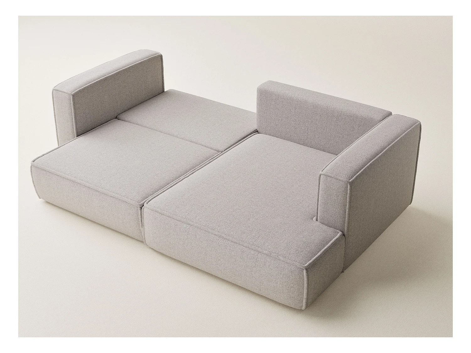 Canapé d'angle droit avec fonction lit en tissu tressé beige VELTO