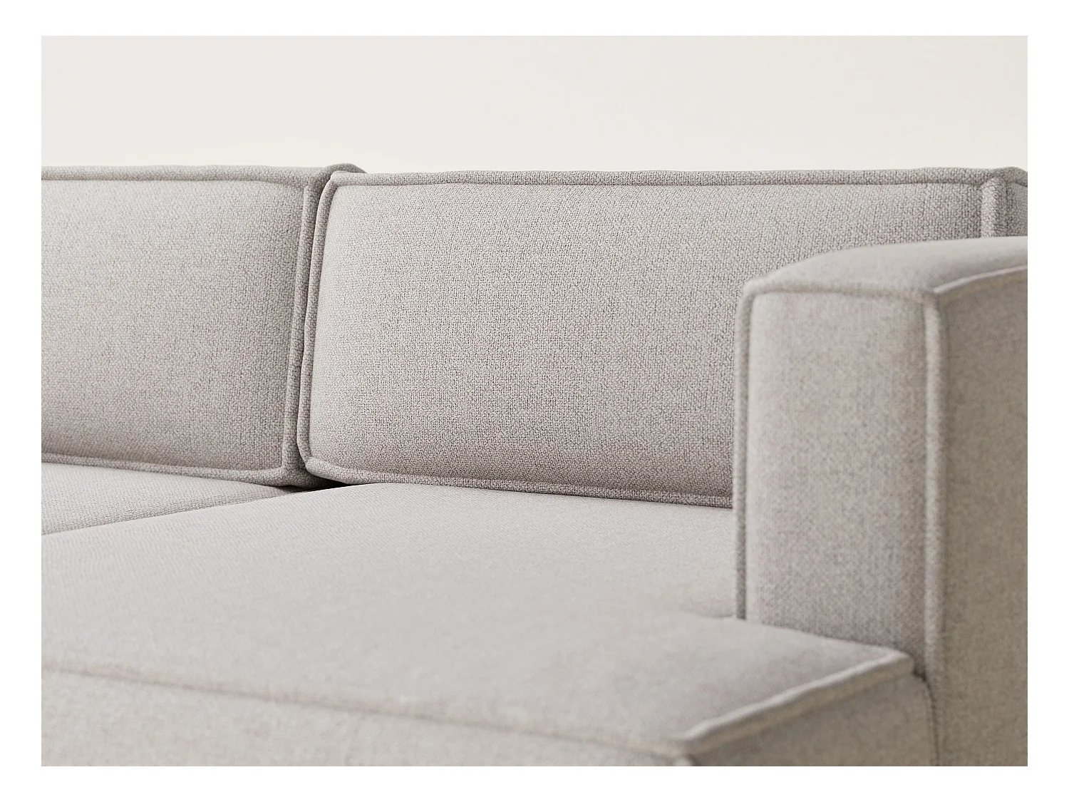 Canapé d'angle droit avec fonction lit en tissu tressé beige VELTO