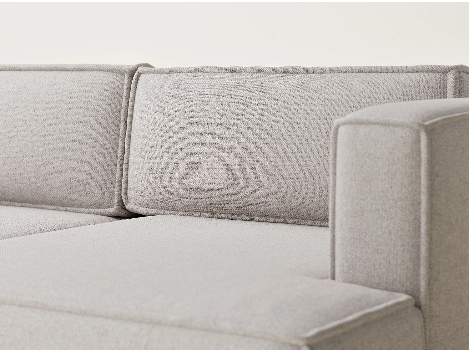 Canapé d'angle droit avec fonction lit en tissu tressé beige VELTO