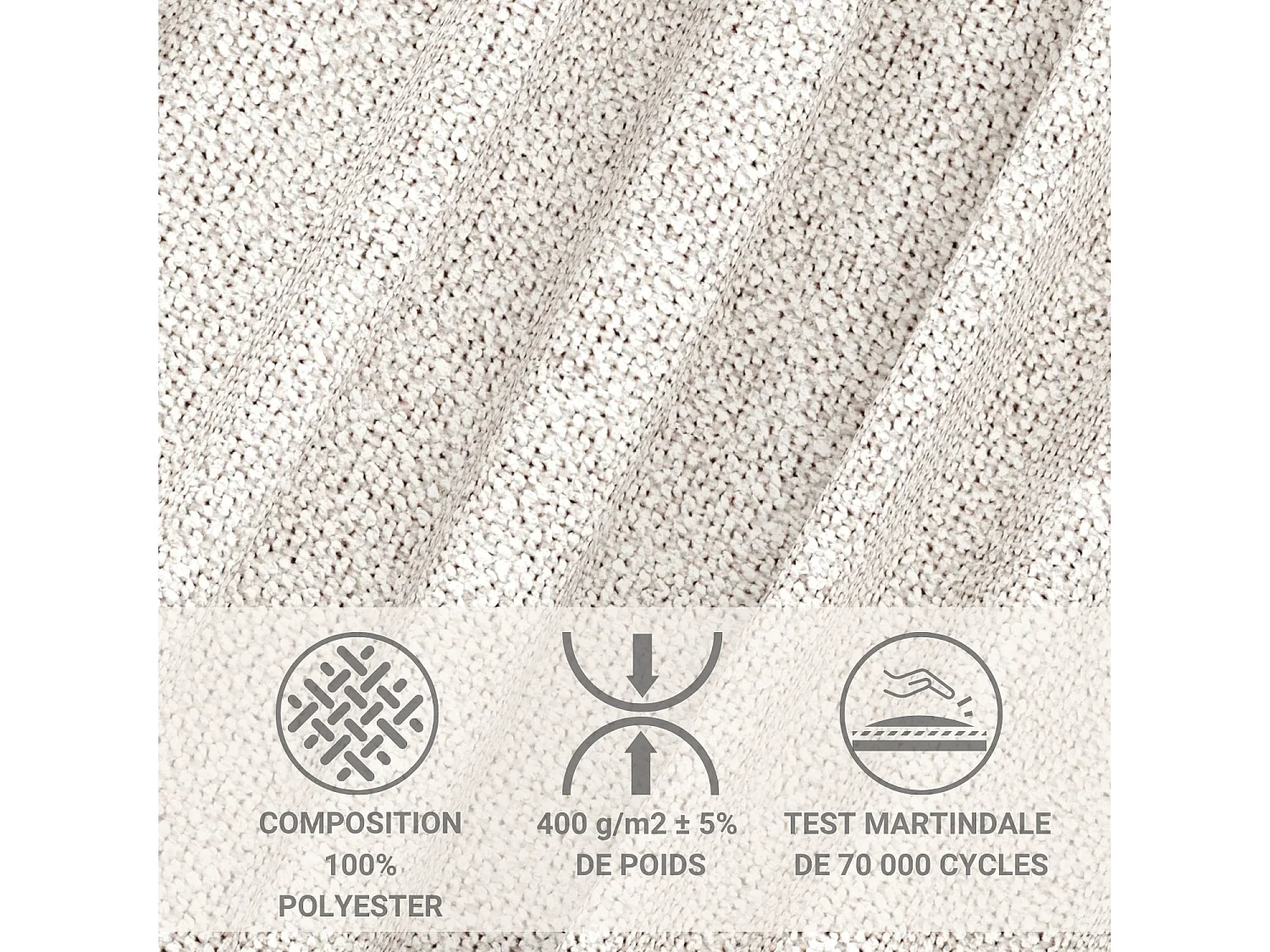 Canapé d'angle droit avec fonction lit en tissu tressé beige VELTO