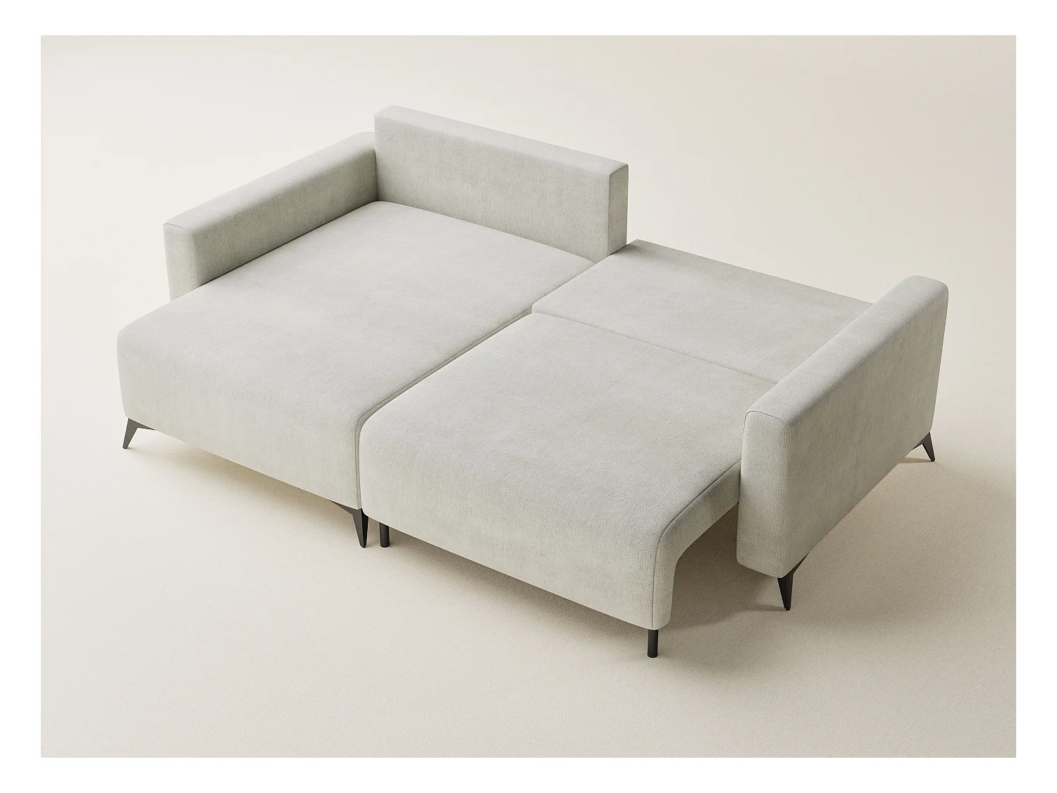 Canapé d'angle gauche avec fonction lit en tissu chenille creme LEON