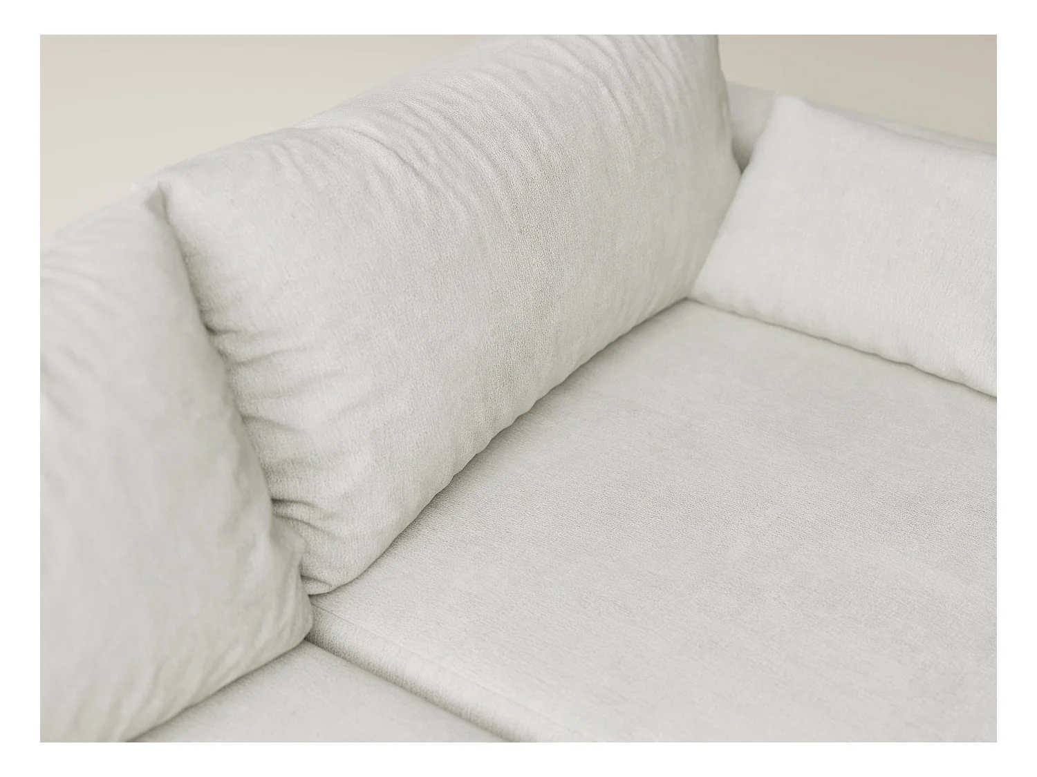 Canapé d'angle gauche avec fonction lit en tissu chenille creme LEON