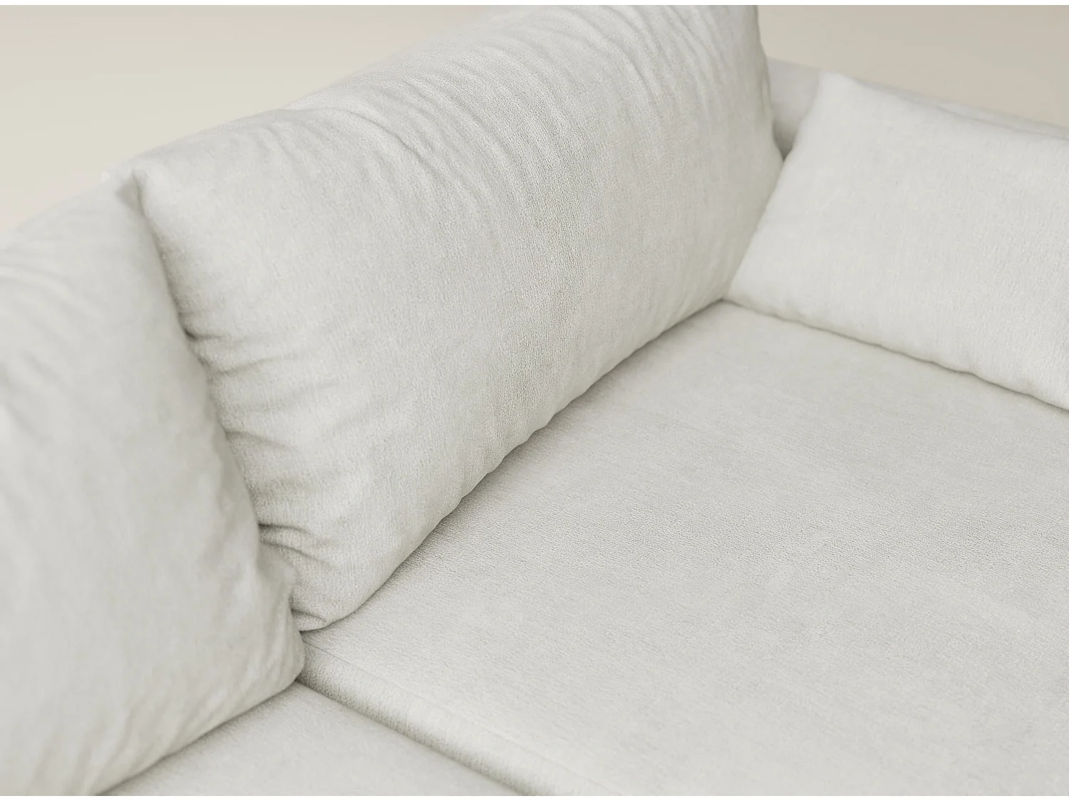 Canapé d'angle gauche avec fonction lit en tissu chenille creme LEON