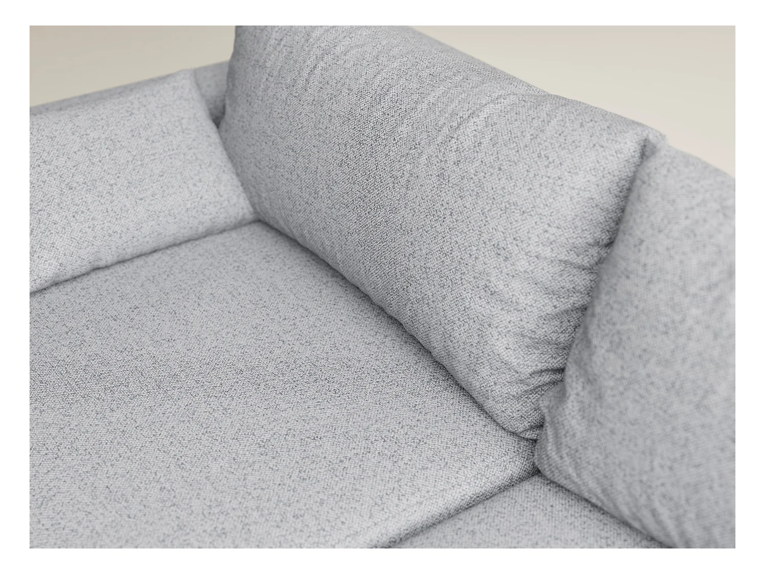 Canapé d'angle droit avec fonction lit en tissu tressé gris clair LEON