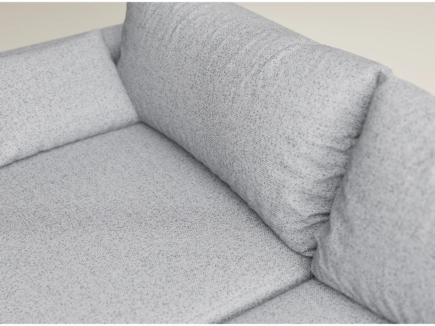 Canapé d'angle droit avec fonction lit en tissu tressé gris clair LEON