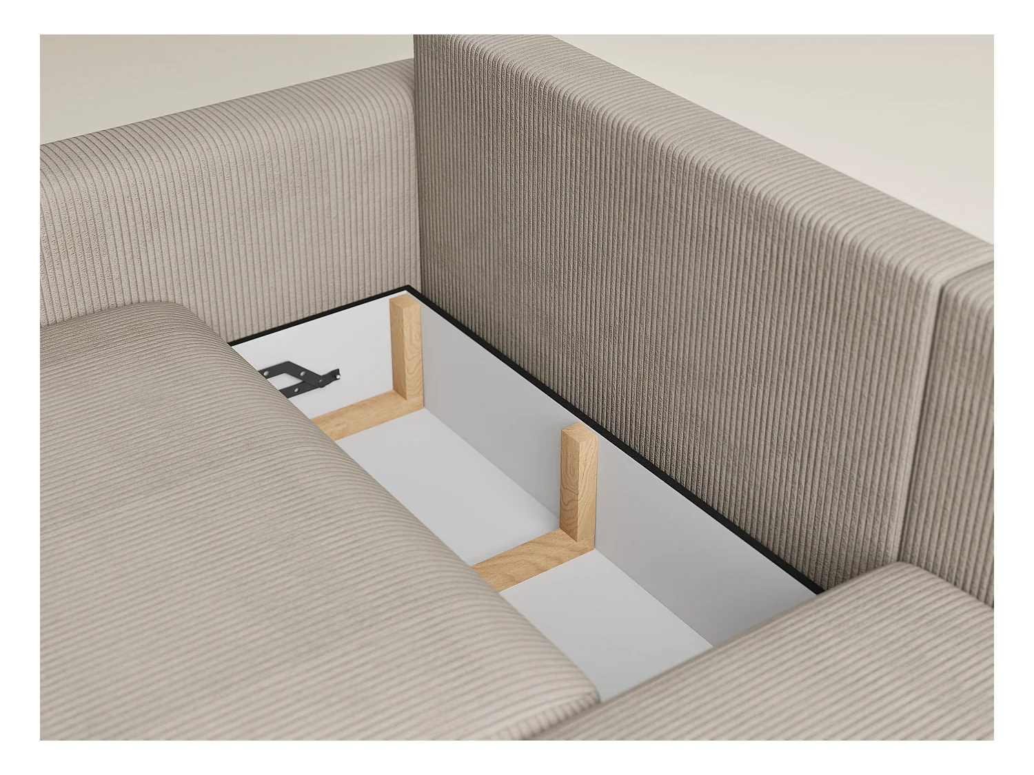 Ecksofa mit Schlaffunktion - Ecke Rechts - 3-Sitzer - Samtstoff - dunkelbeige - LEON
