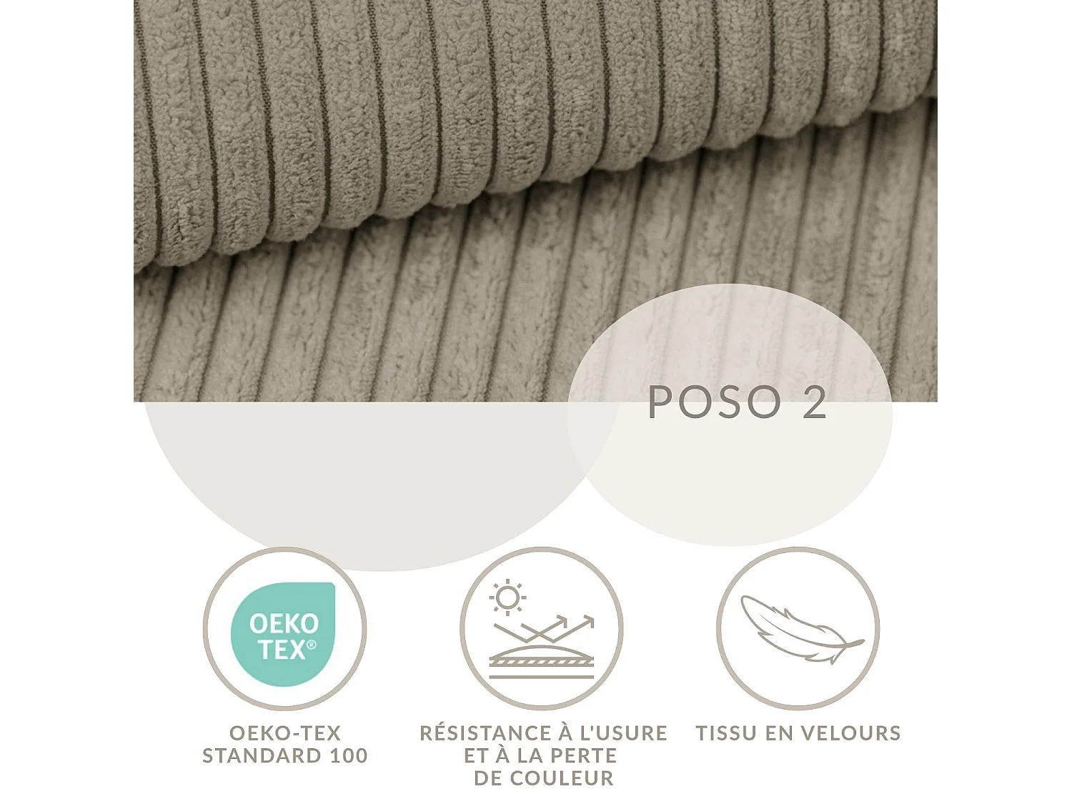 Canapé d'angle droit avec fonction lit en velours beige foncé LEON