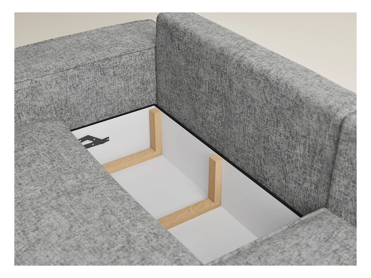 Canapé d'angle droit avec fonction lit en tissu chenille gris TONGA