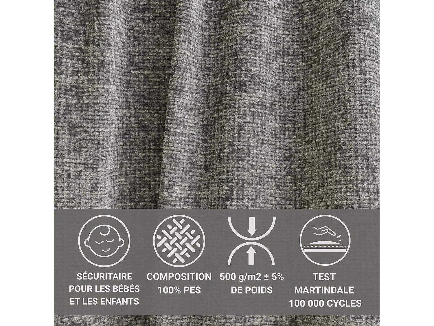 Canapé d'angle droit avec fonction lit en tissu chenille gris TONGA