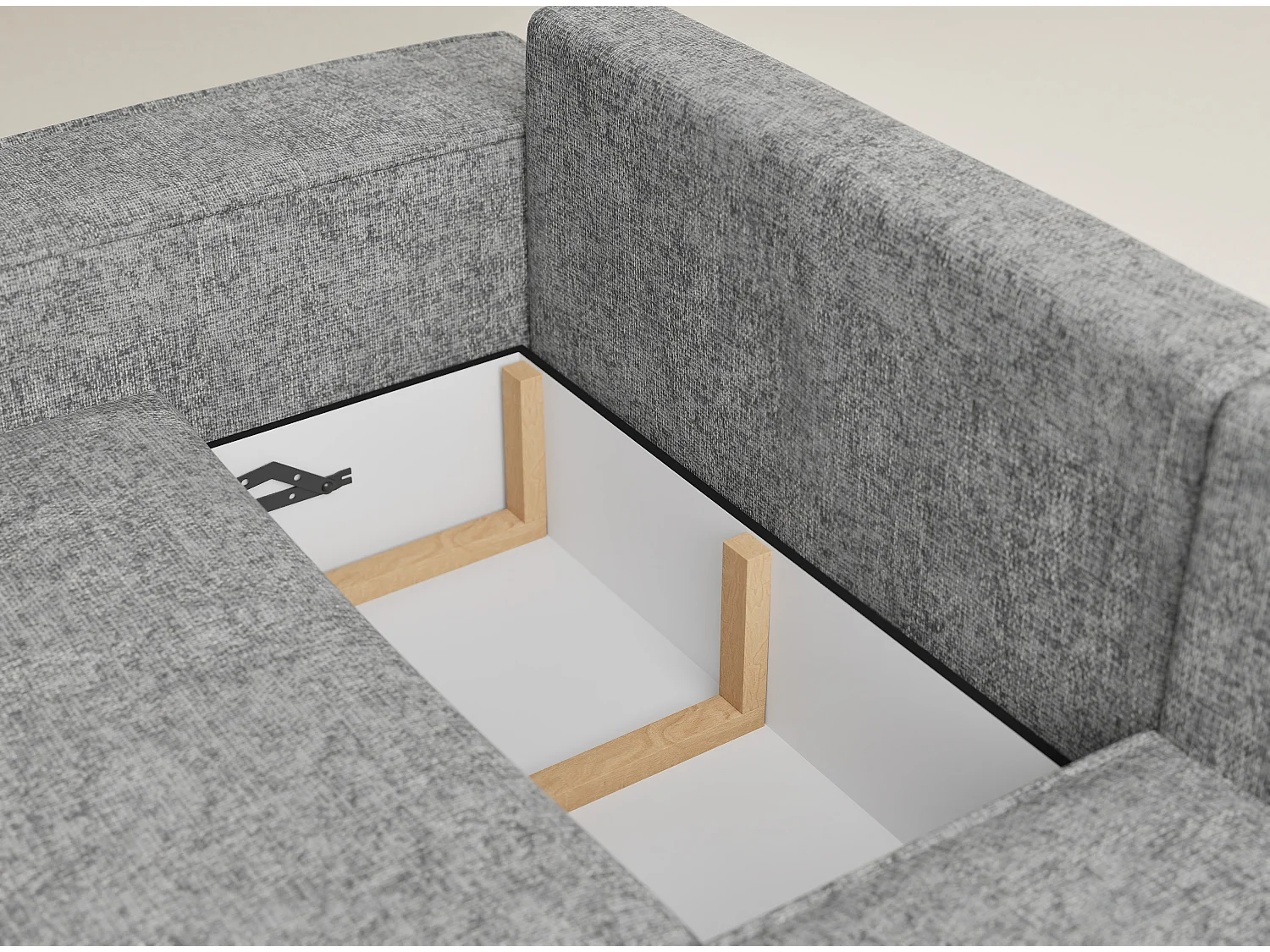 Canapé d'angle droit avec fonction lit en tissu chenille gris TONGA