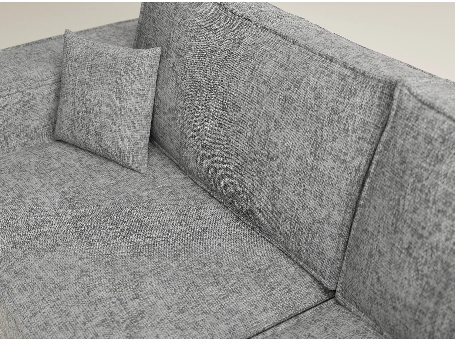 Canapé d'angle droit avec fonction lit en tissu chenille gris TONGA