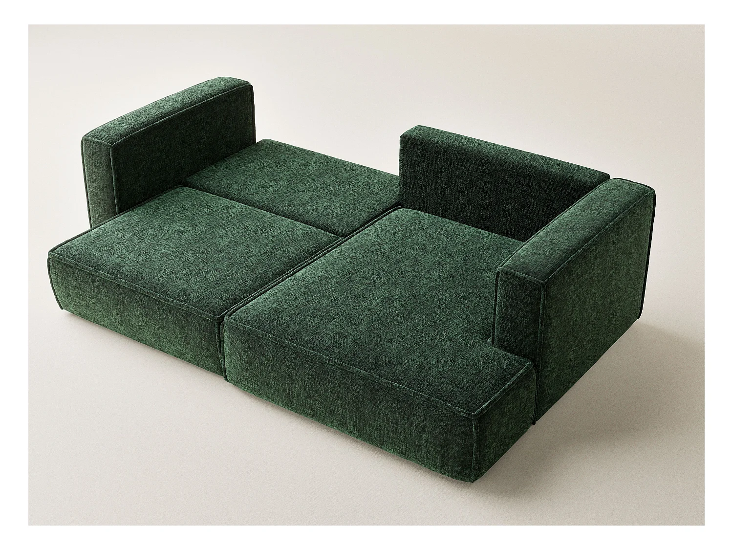 Canapé d'angle droit avec fonction lit en tissu chenille vert foncé VELTO