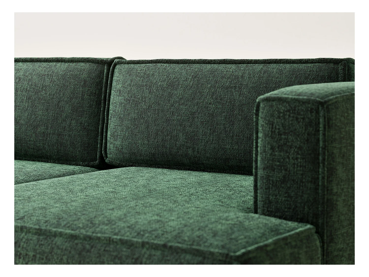 Canapé d'angle droit avec fonction lit en tissu chenille vert foncé VELTO