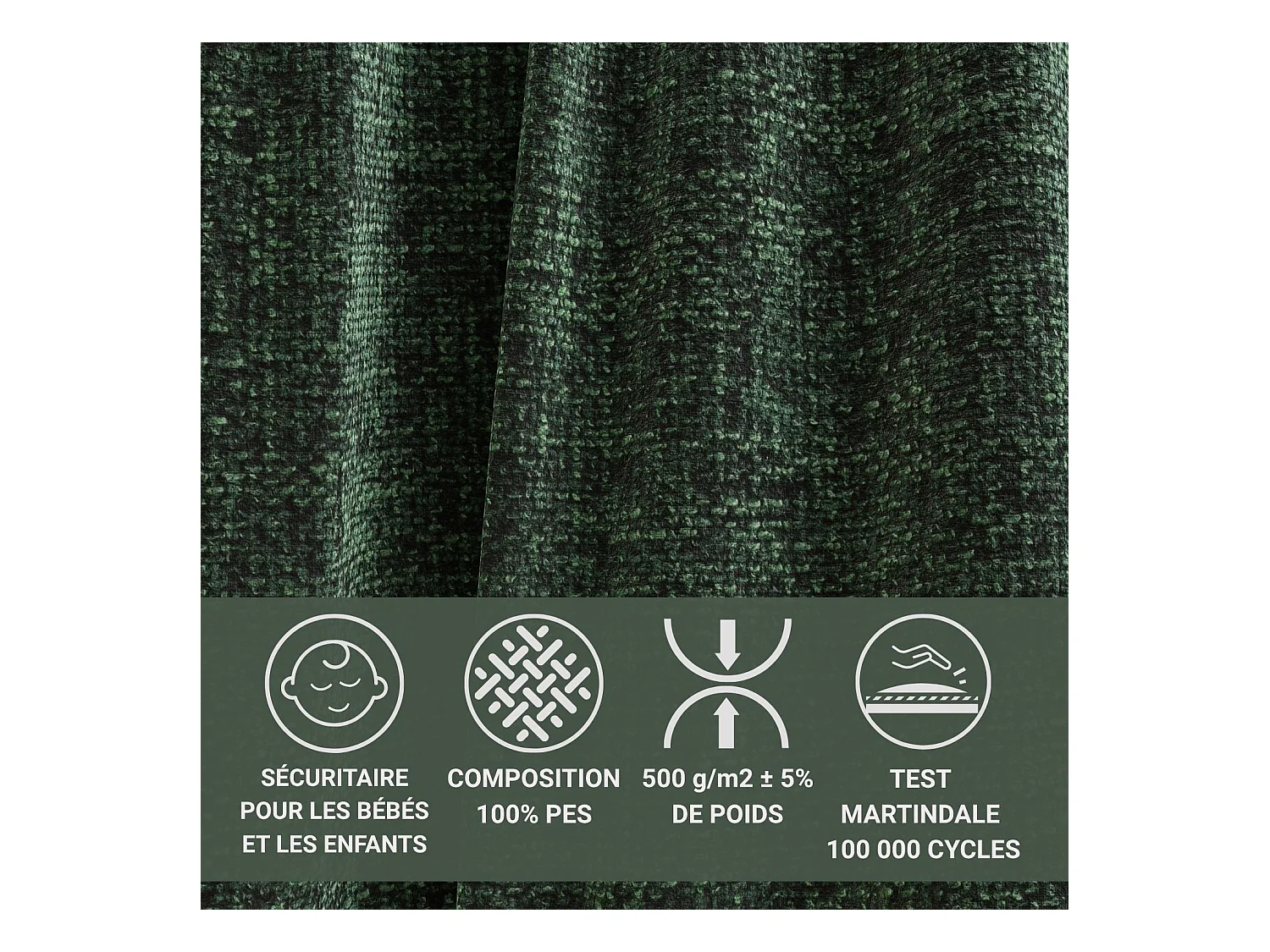 Canapé d'angle droit avec fonction lit en tissu chenille vert foncé VELTO