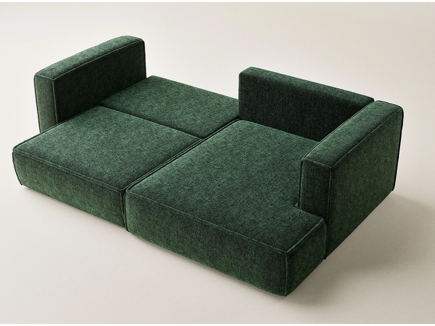 Canapé d'angle droit avec fonction lit en tissu chenille vert foncé VELTO