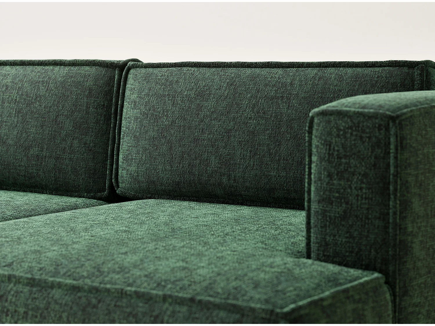 Canapé d'angle droit avec fonction lit en tissu chenille vert foncé VELTO