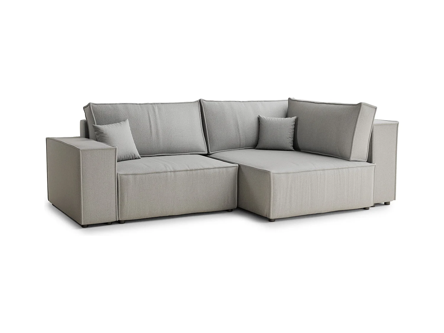 Canapé d'angle droit avec fonction lit en tissu tressé beige gris TONGA