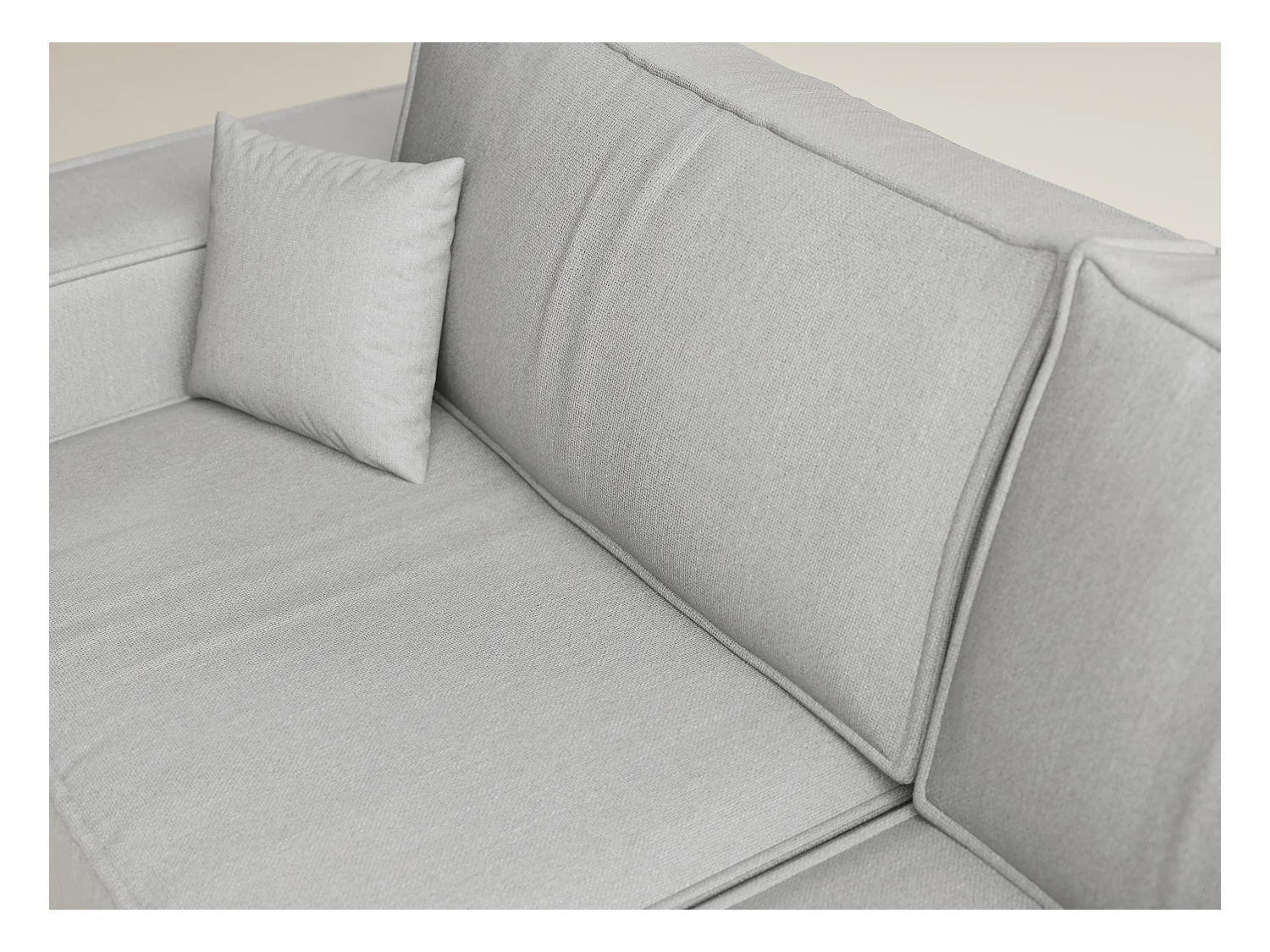 Canapé d'angle droit avec fonction lit en tissu tressé beige gris TONGA