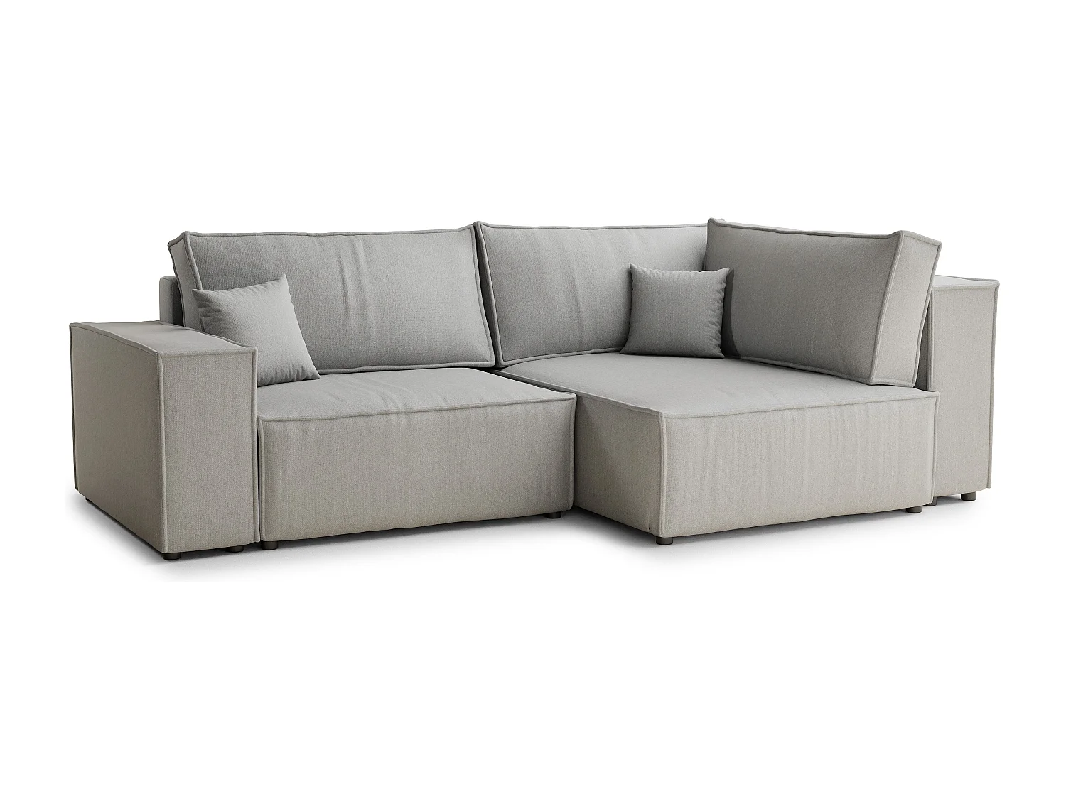 Canapé d'angle droit avec fonction lit en tissu tressé beige gris TONGA